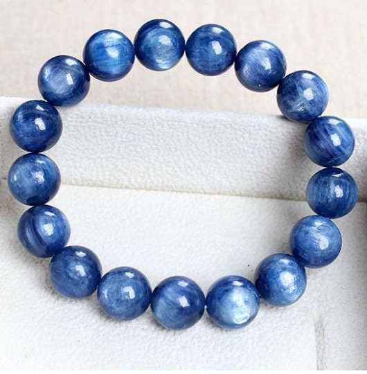 10mm Kyanite Round Bead Stretchy Bracelet 7.5 inches ~ yoga natural bracelet, healing bracelet,wrist mala bracelet, beaded bracelet