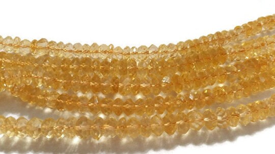 7MM Citrine Faceted Roundel , Length 15