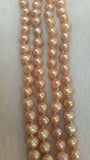 Pink Freshwater Pearl Potato shape knotted Necklace , length 100" . Top Quality pearl