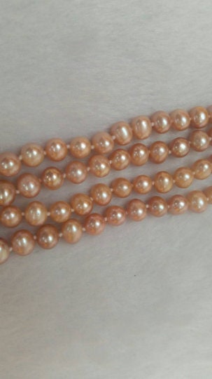 Pink Freshwater Pearl Potato shape knotted Necklace , length 50