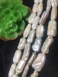 Pearl Rectangle Shape -AAA Quality- Length 40 cm- Size 13X20 M Good Quality Natural Freshwater Pearl Baroque Beads ,