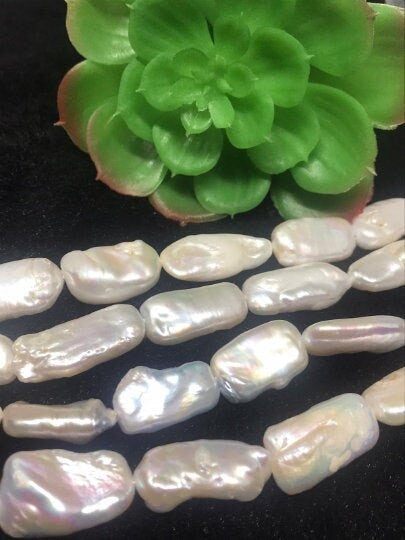 Pearl Rectangle Shape -AAA Quality- Length 40 cm- Size 13X20 M Good Quality Natural Freshwater Pearl Baroque Beads ,