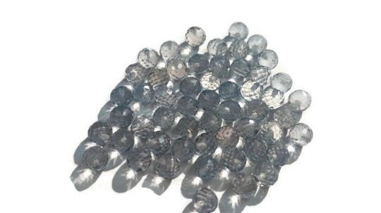 5mm Grey Quartz Faceted Balls Half drill, Perfect Ball shape for earring, Pack of 6 Pc