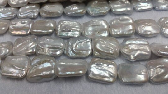 Pearl Rectangle Beads -Natural White Fresh water pearl, Size 17X22MM , Length 16'' Top Quality Pear Necklace.