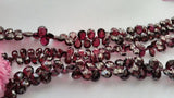 Garnet Faceted Pear Shape Briolette 7x9mm , 7 Inch Strand , natural purple garnet