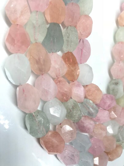 10X16MM Morganite faceted Nugget Beads, Length 40 cm- Free Form Morganite faceted Beads