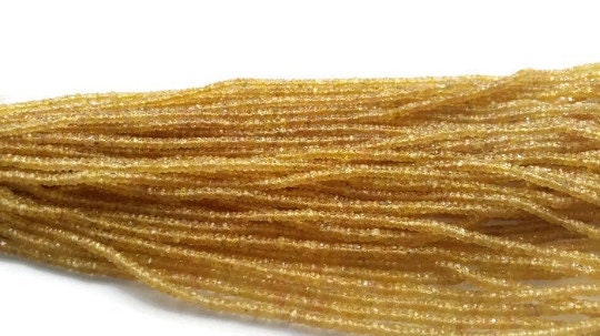 Yellow  Sapphire Faceted Roundel size 2.5-3MM , Top Quality , 16 Inch Strand , Natural Yellow sapphire gemstone . precious stone beads
