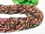 Tourmaline 2.5M Round Faceted, 40 cm Length - Good Quality Tourmaline Beads. micro faceted beads