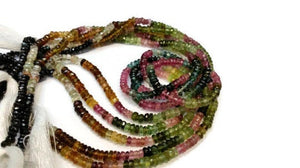 Tourmaline faceted Rondelle 3.5 mm Multi color beads Fine quality 13.5" Strand, Tourmaline Beads