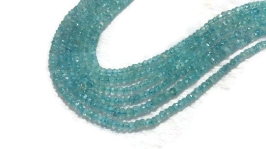 Aquamarine faceted Roundel AA grade, size 3-3.5mm, Length 14