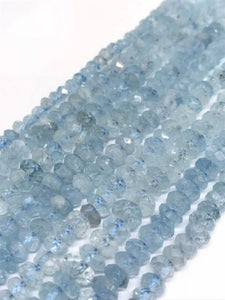 6MM Aquamarine faceted Rondelles AAA grade, , Length 15.5" Machine cut top quality roundel . Blue Aquamarine