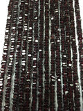 5 Strands, GARNET SQUARE Centre Drill Beads, 4mm size, 16 Inch Strand