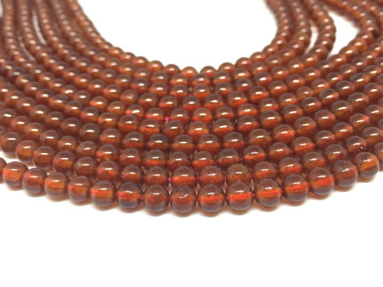 Hessonite Garnet 4-4.5 MM Round Beads,- AAA Quality Beads- Length 40 cm