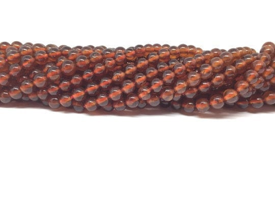 Hessonite Garnet Round Beads 5 mm size - Top Quality Beads- Length 40 cm