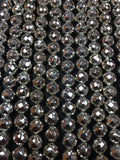 6mm Pyrite Round Faceted Silver Coating , Beautiful beads, Length 14", Pyrite Faceted Beads - 57 Beads Approx