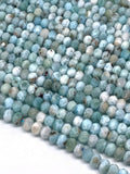 5mm Larimar Faceted Rondelle - Length 20 cm - Natural Larimar Roundel Beads- Origin Dominican Republic