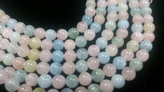 HALF STRAND 8MM MORGANITE Smooth Round Beads, Top Quality Perfect Round shape. Length 7.5 Inch. Multi Color round beads