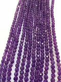 4MM Amethyst Round faceted , Top Quality faceted , Length of strand 16" Micro Faceted beads .