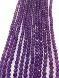 4MM Amethyst Round faceted , Top Quality faceted , Length of strand 16" Micro Faceted beads .