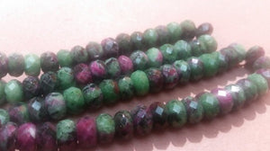 2Strands-9mm Ruby Zoisite faceted Roundel shape, Length 16"x2 , Good quality faceted roundel, Natural Ruby Zoisite.