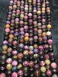 20 cm Length 9 MM Multi Tourmaline Round beads. Fine quality beads