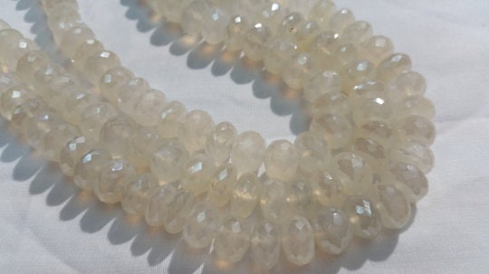 6MM Chalcedony Faceted Roundel ,Pearl Coating Beads, AAA Quality beads . Length 8 Inch