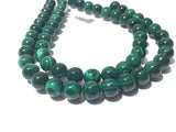 14 mm Malachite Round Beads , Length of strand 40 Cm - Top Quality Beads- Malachite Beads - Dark Green Color- AAA Quality