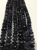 Iolite Faceted Roundel Beads 9 mm, Finest AAA Quality Wholesale Price- Dark Iolite Faceted Rondelle