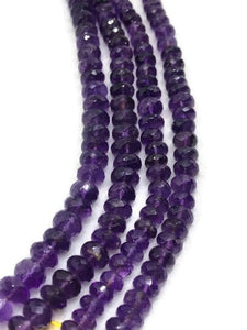 Amethyst 9M faceted Roundel Beads, Good Color in 10" Length , natural Amethyst from Africa , Roundel beads