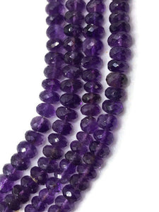 Amethyst 8M faceted Roundel Beads, Good Color in 10" Length , natural Amethyst from Africa , Roundel beads