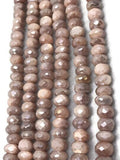 Moonstone 8mm Faceted Roundel Coating, length 14" Good Quality faceted beads , peach moonstone coating