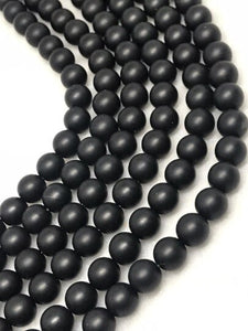 Black Onyx 8M Smooth Matte Round, Round beads, gemstone shape Length 16 Inch- Matte finish beads