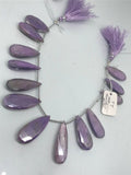 Purple Moonstone Coated faceted Pear Shape - Length 8 Inches , Flat Pear shape 13X27MM , Moonstone coating code #3