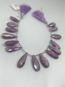 Purple Moonstone Coated faceted Pear Shape - Length 8 Inches , Flat Pear shape 13X26MM , Moonstone coating code #4