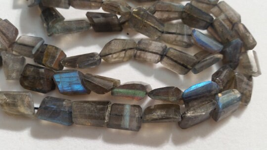 Labradorite Faceted Nugget Shape , Size 10X14MM, Good Quality  faceted tumble beads, length 13.5 Inch . Blue Flash Labradorite