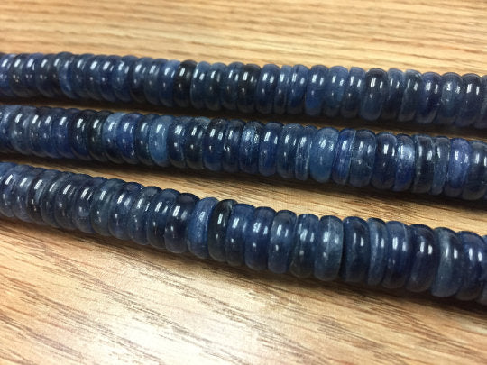 1/2 Strand Blue Kyanite Roundel 9 mm, Top Quality - Kyanite beads- Kyanite Rondelle AAA Quality , Dark Color , 20 cm Length