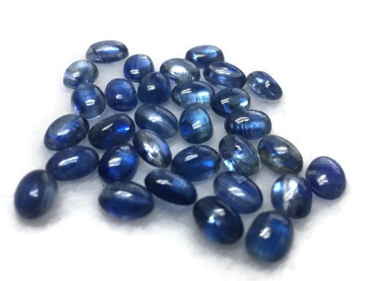 3X5MM Piece Pack Kyanite Oval Cabochons,Kyanite Cabs, Super Fine Quality Cabs, Blue Kyanite Cabochon pack of 10 pcs