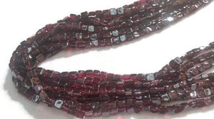 Garnet Square  Beads 5mm, Length of strand 16"- Garnet Beads