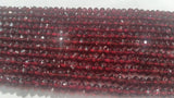 Garnet faceted Rondelles, Hand cutting beads , AA Quality , 14'' Length 4-4.5mm size