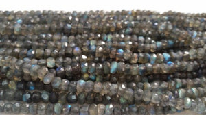 Labradorite hand cut faceted B Quality , size 7mm , Length of strand 14"