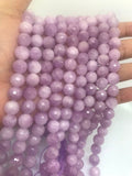 8MM Kunzite Round Faceted Beads, AAA Quality, Length 40cm -Natural Kunzite Beads-Purple Color , AAA quality origin brazil