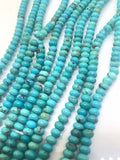 Turquoise Roundel Beads 6mm Size -  Top Quality genuine Turquoise beads, Length 8" Grade AA , HALF STRAND Natural Gemstone