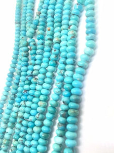 Turquoise Smooth 6mm Roundel shape (blue +green ) . Top Quality genuine Turquoise beads, Length 8" Grade AA , HALF STRAND Natural Gemstone