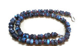 Labradorite 8MM Faceted Necklace with Garnet faceted Small beads 17" Top Quality with Blue shining Stones with Silver clasp