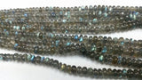 LABRADORITE SMOOTH Roundel Shape , Size 5 - 7MM , Top Quality Roundel , Length 16" . Blue fire Labradorite Beads