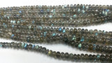 LABRADORITE SMOOTH Roundel Shape , Size 5 - 7MM , Top Quality Roundel , Length 16" . Blue fire Labradorite Beads