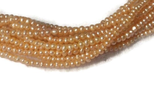 Pack of 2 Strand , 2.5MM Freshwater Peach Cultured Pearl .Natural Freshwater pearl , AAA Grade,Irregular Potato shape pearl code 01