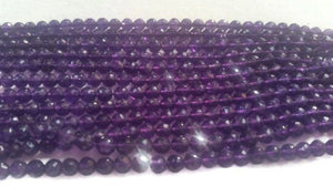 5mm Amethyst Round faceted , Top Quality faceted , Length of strand 13"