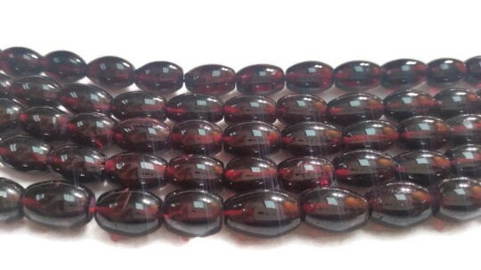 Big Garnet Smooth Rice shape 7x10MM , Length of Strand 16