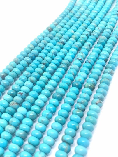 Turquoise Roundel Beads 6mm Size -  Top Quality genuine Turquoise beads, Length 16